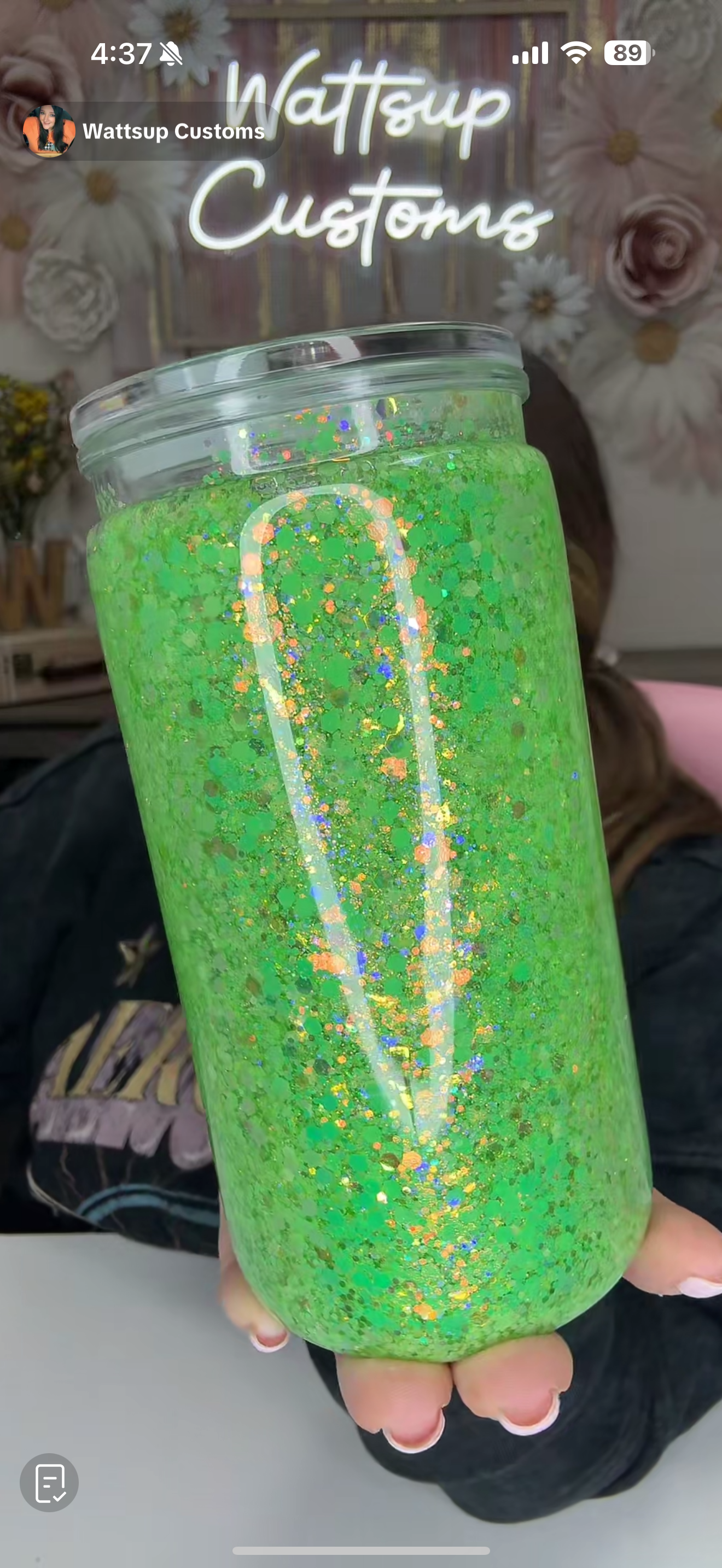 16oz Acrylic Slow Flow Sour Apple and Martian Glow Snow Globe - Wattsupcustoms