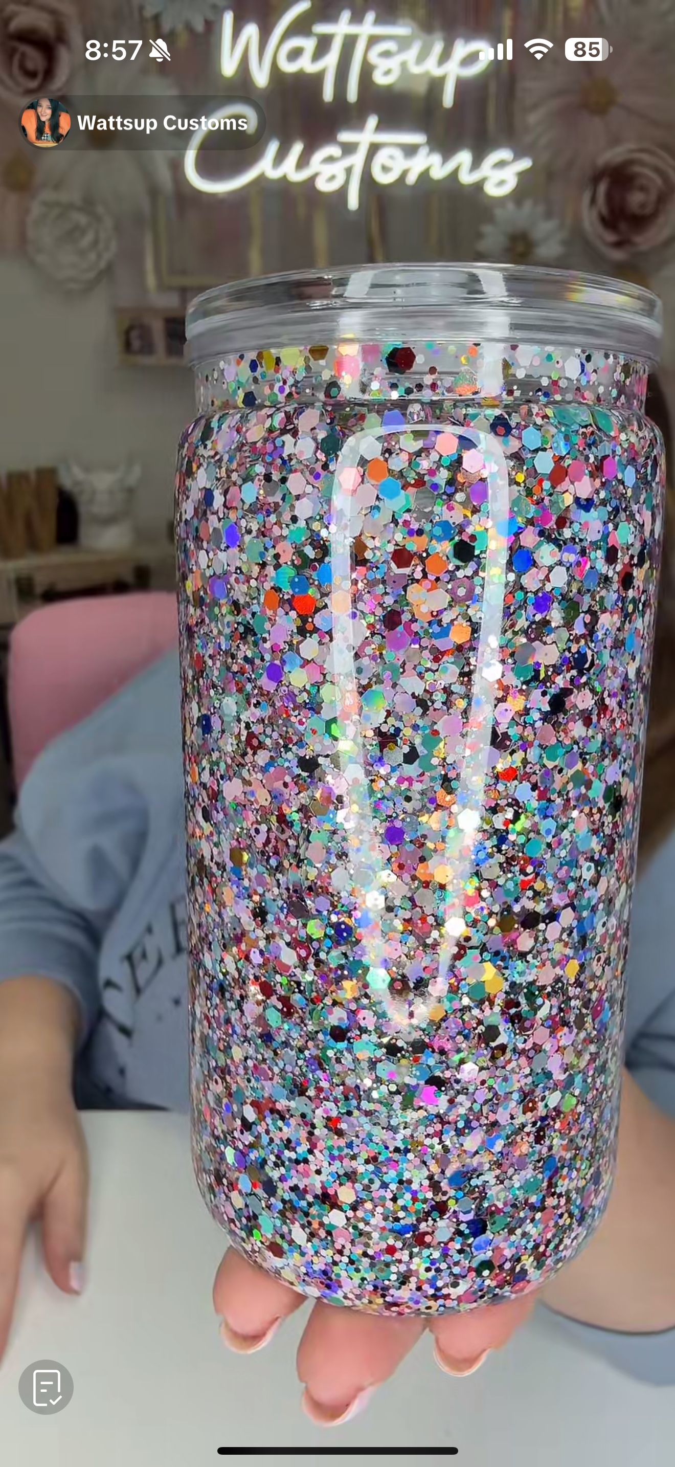 16oz Acrylic Slow Flow Glitter Litter Glow Snow Globe - Wattsupcustoms