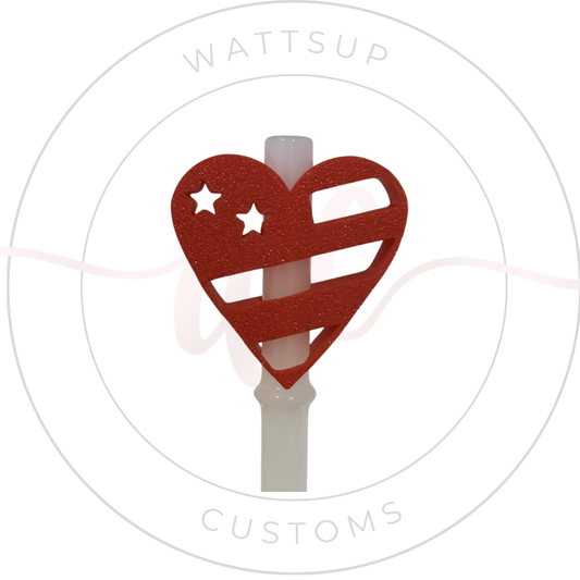 Heart Flag Straw Charm - Wattsupcustoms