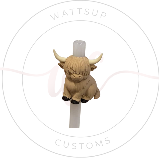 Highland Cow Straw Charm - Wattsupcustoms