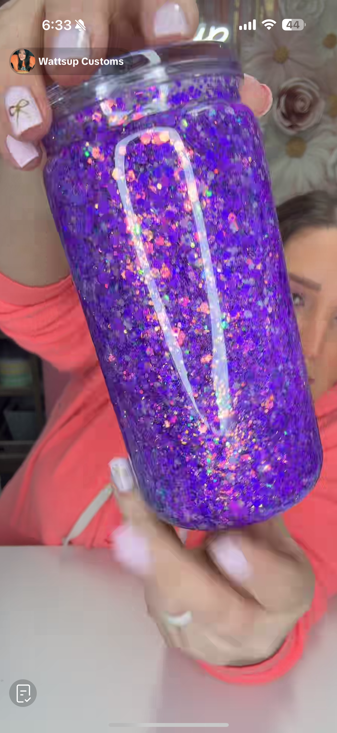 16oz Acrylic Slow Flow Ethereal Purple Glow Snow Globe - Wattsupcustoms