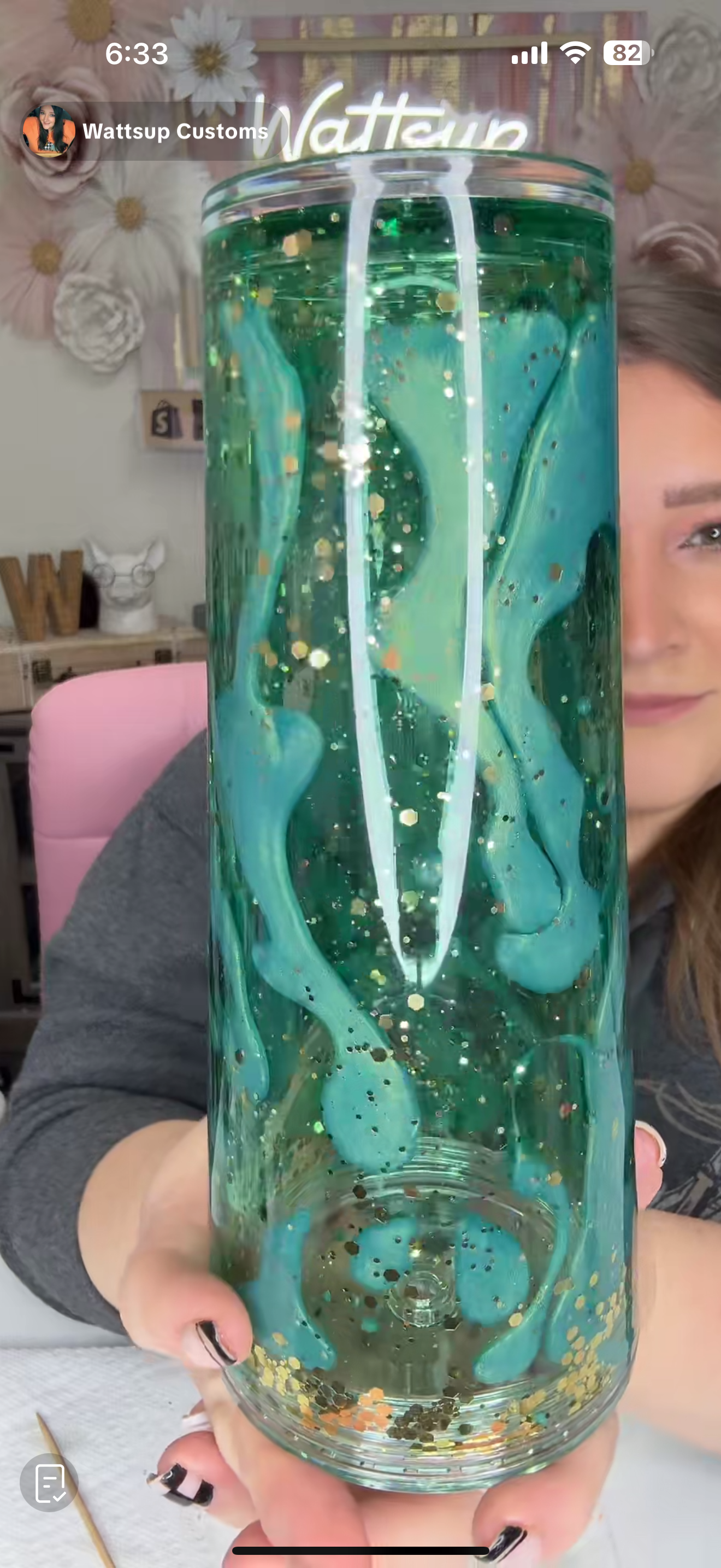 24oz Acrylic Dual Drip Teal and gold - Wattsupcustoms