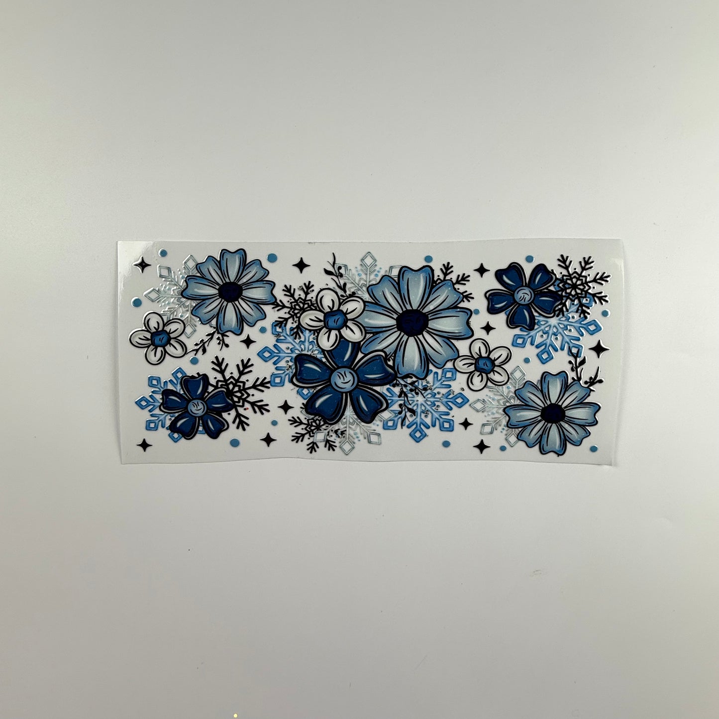 Christmas Blue Flowers and Snow Flakes - Wattsupcustoms