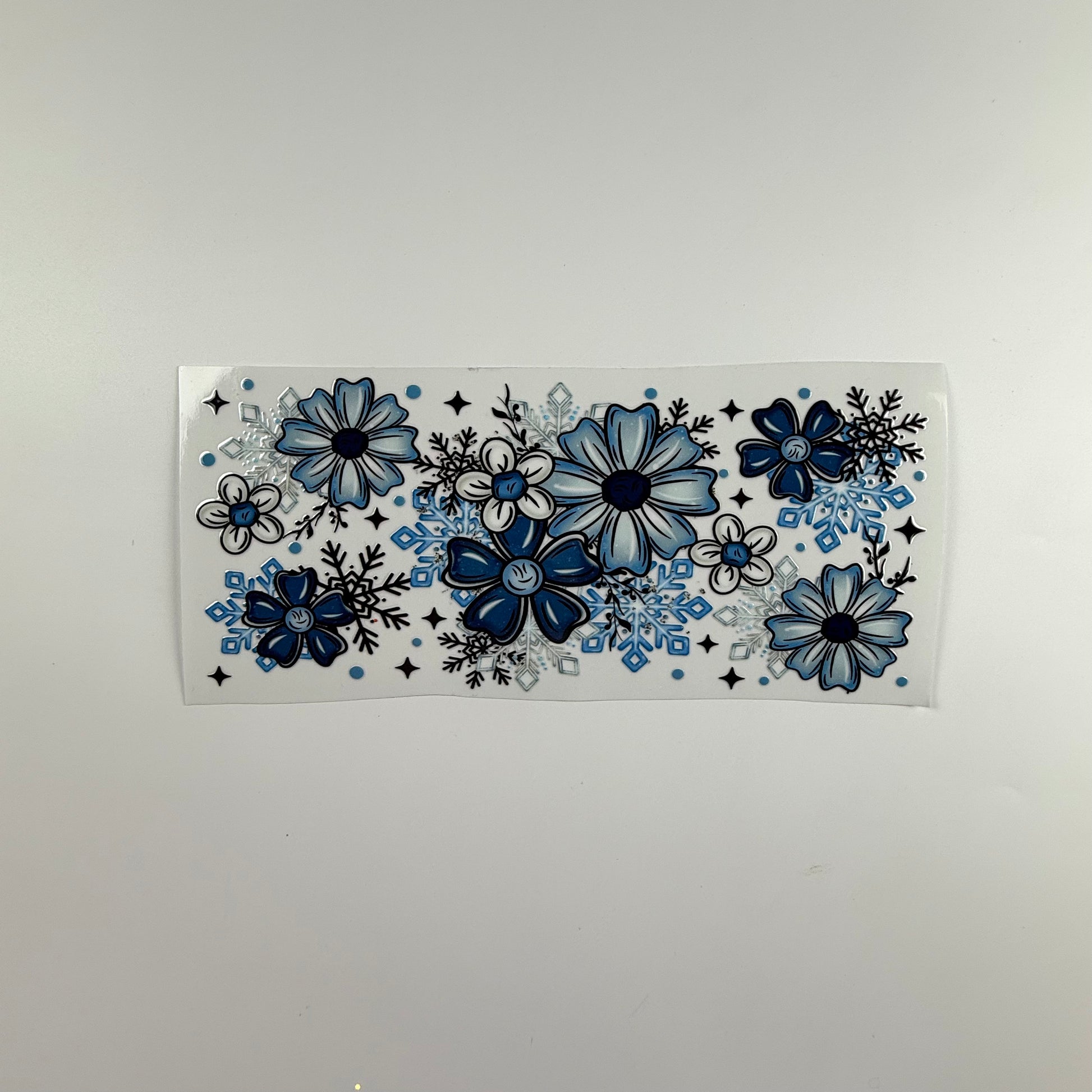 Christmas Blue Flowers and Snow Flakes - Wattsupcustoms