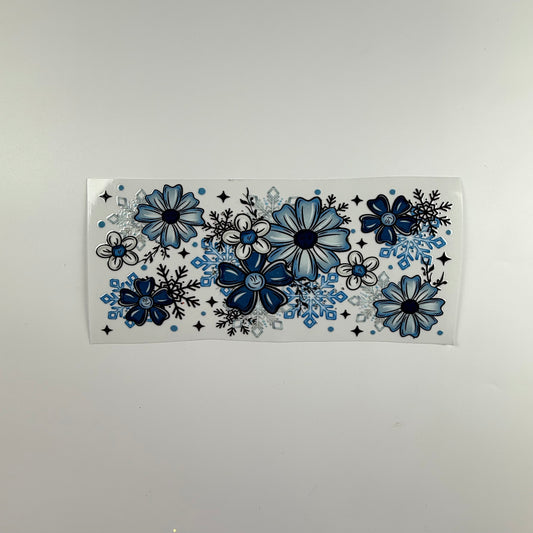 Christmas Blue Flowers and Snow Flakes - Wattsupcustoms